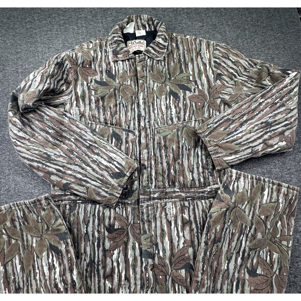 WALLS Blizzard Pruf Mens XL Tall 46-48 Realtree Camo Insulated Coveralls VTG USA